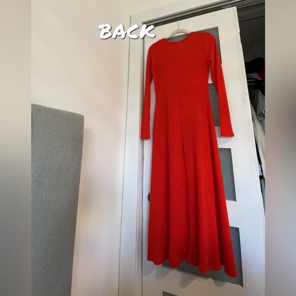 RED//ORANGE DRESS - Ribbed - Picture 2 of 4